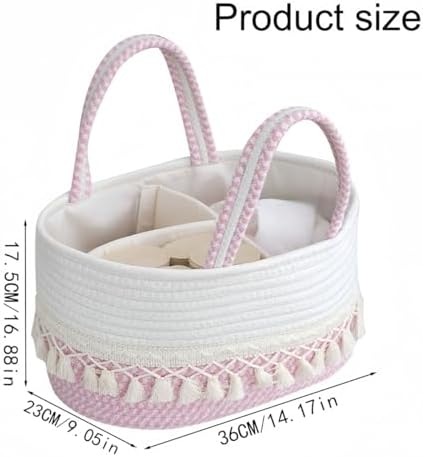 Personalized Diaper Caddy Organizer With Name, Custom Woven Cotton Rope Storage Basket With Tassels, Nursery Decor Piece Featuring A Removable Divider For Organizing Baby Essentials Or As Gift - Image 6