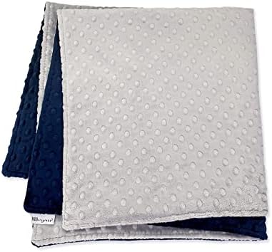 MEG Original Navy Blue & Silver Gray Minky Dot Baby Blanket 601 - Image 5