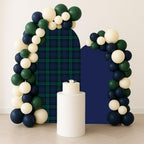 Set of 2 Tartan Plaid Arch Backdrop Cover Tartan Tiles Spandex Stretchy Arch Cover for Bear Birthday Party Boys Baby Shower Banquet Decoration (6FT 7.2FT,Blue Green) - Image 4