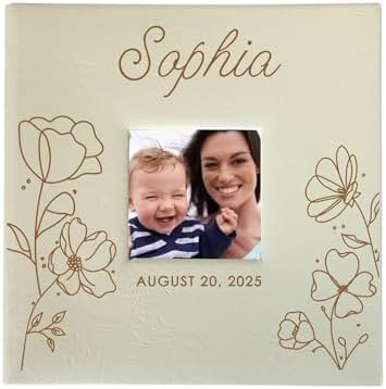 Personalized Baby Girl Photo Album with Name and Date – Custom Floral Design Keepsake Memory Book for Newborn or Baby Shower by GiftsForYouNow