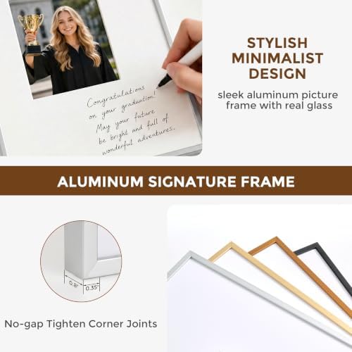 Signature Picture Frame 20x26, Aluminum Signable Frame with Glass, Silver - Image 3