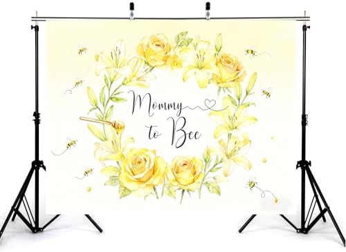 10x8ft Mommy to Bee Backdrop Sweet as Can Baby Shower Party Floral Wildflower Honeycomb Gender Reveal Photography Background Party Banner Decorations Photo Studio Props - Image 3