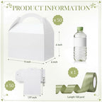 Maitys 50 Set Large Gable Boxes with Handle, Ribbon, Tag, White,Sage Green - Image 2