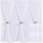 6 Panels White Backdrop Curtain for Parties Wedding Wrinkle Free White Photo Curtains Backdrop Drapes Fabric Decoration for Baby Shower 30ft(W) x 10ft(H) by Tao-GePartyDecorations