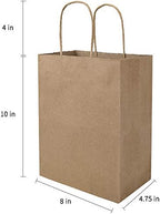 bagmad 100 Pack 8x4.75x10 Inch Plain Medium Paper Bags with Handles Bulk, Brown Kraft Craft Gift Bags, Grocery Shopping Retail Birthday Party Favors Wedding Sacks (Natural Brown, 100pcs) - Image 3