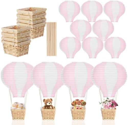 Meooeck 8 Sets Pink Hot Air Balloon Table Centerpieces Decor by Meooeck
