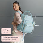 BabbleRoo Leather Diaper Bag Backpack - Baby Essentials Travel Baby Bag, Multi function, Water Resistant, with Changing Pad, Stroller Straps & Pacifier Case – Unisex, Powder Blue - Image 3