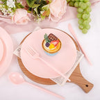 EjonirInjonir 150pcs Heavy Duty Pink Plastic Plates for Wedding Matte Set - Image 6