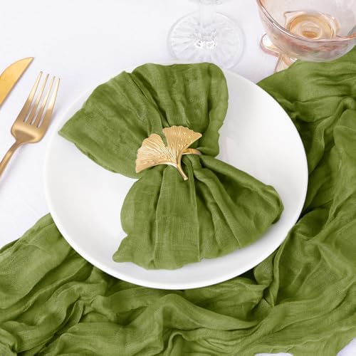 DeZerlor Olive Green Washable Cheesecloth Napkins Set of 50 for Party - Image 2