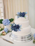 CherishedMoments 3Pcs Pre-Made Cake Flowers,Dusty Blue Wedding Cake Decor - Image 3