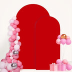 FANPROMS Wedding Arch Covers Set of 2 Red Arch Cover 6FT 7.2FT Spandex Arch Cover for Metal Frame Stand Balloon Arched Stand Cover Round Top Arch Covers for Wedding Birthday Party Decorations - Image 5