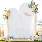 Beige White Arch Backdrop Cover Set of 2 Cream Arch Covers 7.2 and 6ft Spandex Wedding Arch Covers Stretchy Backdrop - Image 4