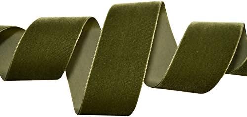 Morex Ribbon 012 Nylvalour Swiss Velvet Ribbon, Deep Sage - Image 2
