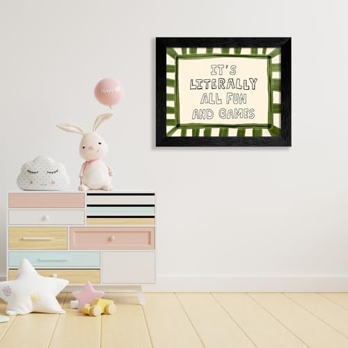 Vintage Framed 24x36 inch It's Literally All Fun And Games Funny Quotes Wall Art Preppy Minimalist Poster Canvas Prints For Kids Living Room Nursery Bedroom Wall Decor - Image 5