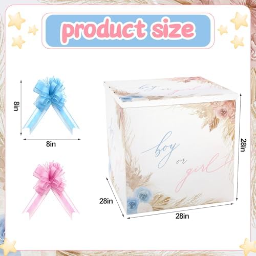 AmazingSpark 28in Giant Gender Reveal Gift Box Kit, Boho Flower - Image 2