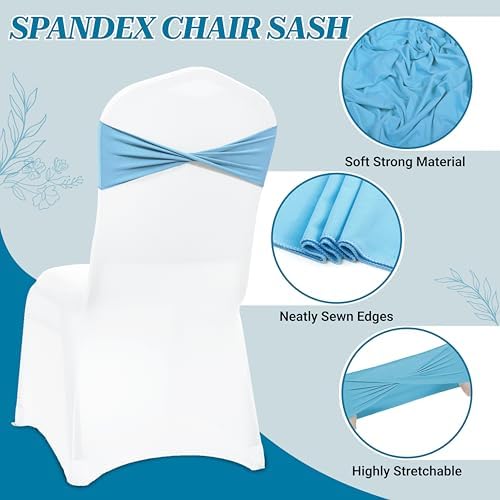 MDS Pack of 250 Spandex Chair Sashes Without Slider Buckles – Blue - Image 3