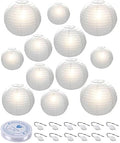 HAUSPROFI 12Pcs White Paper Lanterns with LED Lights Chinese Lanterns Decor by HAUSPROFI