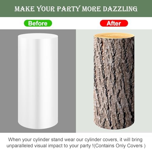 SaitiMade Set of 5 - Wood Cylinder Pedestal Stand Covers - Image 4