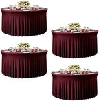 4 Pack 120 Inch Burgundy Cloth Tablecloth for 5 FT Round Tables, Stretchy Fitted Circle Picnic Tables Cloths, Spandex Table Cover with Table Skirt for Wedding Photography Events Juneteenth Decor by Creativepartyuniquedecorat