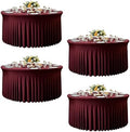 4 Pack 132 Inch Burgundy Round Tablecloth, Fitted Tablecloths for 6 FT Round Tables, Spandex Table Cover with Table Skirt for Wedding Photography Party Professional Events Juneteenth Decorations by Creativepartyuniquedecorat