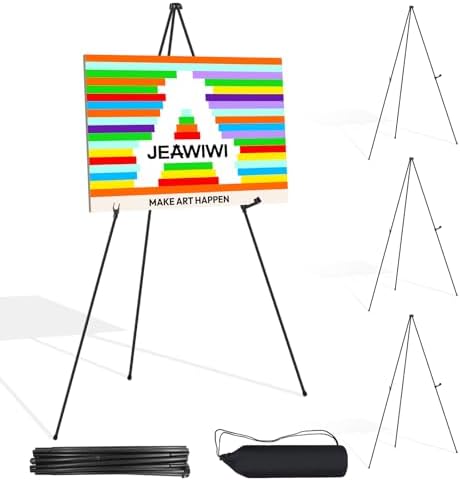 JEAWIWI 4 Pcs Lifhtweight Easel Stand, 66 Inch, Black, with Portable Bags by JEAWIWI
