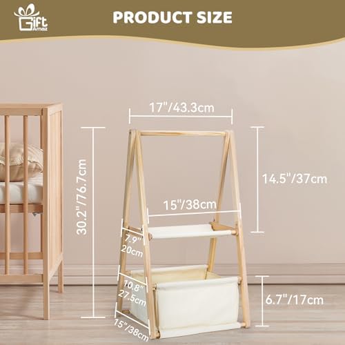 GiftAmaz Wooden Baby Shower Crate Closet, Double-Layered Baby Basket - Image 6