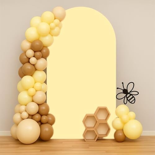 Happy Bee Days Celebration Yellow Arch Backdrop Stand Covers Sweet Bees Yellow Party Decorations 3.3x6.5ft Arches Backdrop Fabric Cover Supplies Kids Baby Shower Decors by HISDH