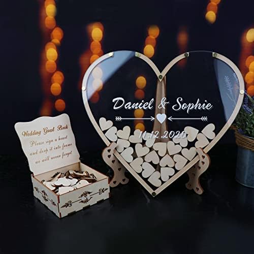 Wedding Guest Book Alternative with Box and Small Hearts,Personalized Heart Drop Guest Sign for Rustic Wedding Decorations,Anniversary(style1, Heart) - Image 5
