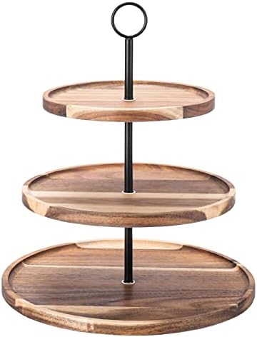 3 Tier Cupcake Stand, Large Wood Tiered Serving Tray Cupcake Tower, Serving Stand Display Dessert Cookie Candy Buffet Holder for Home Tea Party, Wedding, Farmhouse, Kitchen Decor - Image 2