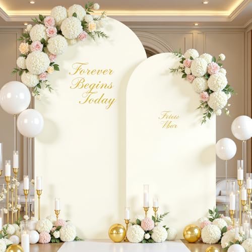 Ivory Arch Cover Set of 2 Spandex 7.2 and 6ft Ivory Arch Backdrop Cover Wedding Arch Stand Covers for Bridal Shower Wedding Baby Shower Birthday Party Ceremony Banquet Photo Arched Background by Suppromo