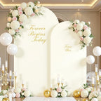 Ivory Photo Arch Backdrop Cover Set of 2-7.2 and 6ft Ivory Arch Covers Stretchy Backdrop Spandex Wedding Balloon Arch Stand Covers for Birthday Party Baby Shower Bridal Shower Arches Background - Image 4
