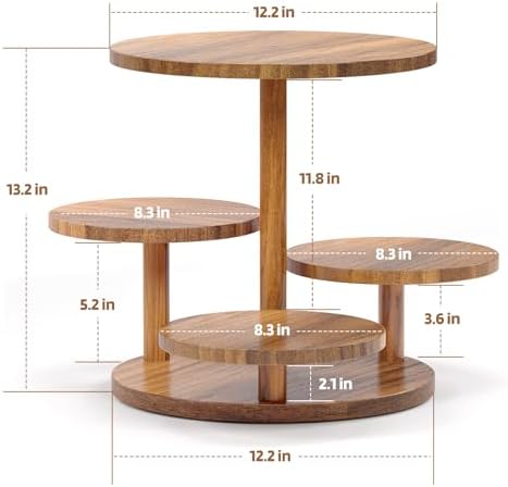 HURZMORO 4 Tier Cupcake Tower Stand for 50 Cupcakes,Wood Cake Stand with Tiered Tray Decor,Farmhouse Tiered Tray Decor,Cupcake Display for Birthday Graduation Baby Shower Tea Party (Albizia) - Image 2