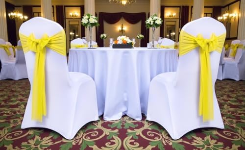 MDS Pack of 200 Chiffon Chair Sashes for Wedding & Event Décor - Yellow - Image 2