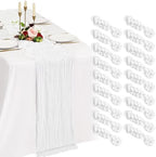18 Pack Cheesecloth Table Runner 10FT White Table Runner Boho Gauze Cheese Cloth Table Runners Long Rustic Sheer Table Decorations for Wedding Party Baby Bridal Shower Birthday Holiday Home by Showgeous
