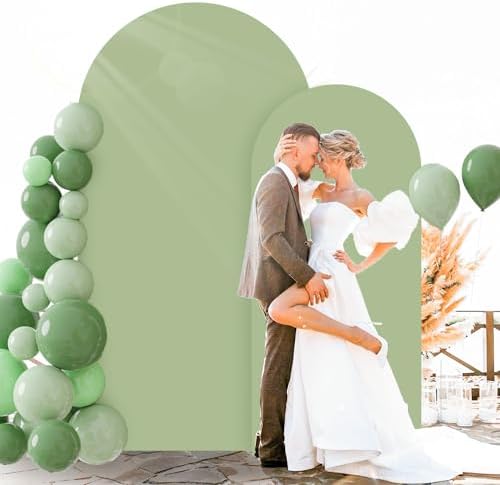 FOTSHARER Sage Green Spandex Arch Cover 6FT 7.2FT Arch Covers Stretchy Set of 2 Wedding Arch Stand Cover for Chiara Wall Round Top Arches Fabric Cover Garland for Graduation Party - Image 5