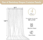20x10ft White Backdrop Curtains for Parties Wrinkle Free Fabric Backdrop Curtain Wedding Photo Drapes Backdrop for Birthday Party Baby Shower Bridal Shower Photography Back Drop 4 Panels 5x10FT - Image 5