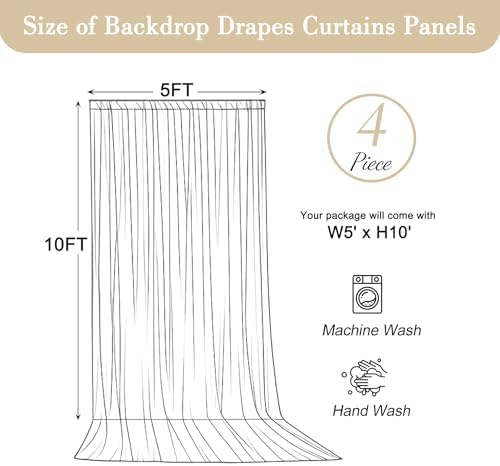 20x10ft Black Backdrop Curtains for Parties Wrinkle Free Fabric Backdrop Curtain Party Photo Backdrop Drapes for Birthday Wedding Baby Shower Graduation Photography Back Drop 4 Panels 5x10FT - Image 5