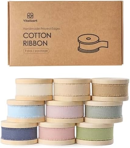 Vitalizart Cotton Ribbon 5/8" x 63 Yds Handmade Frayed Fringe Assorted Bulk by Vitalizart