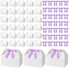 60 Pcs Bow Treat Boxes White Treat Gift Boxes with Satin Ribbon, Coquette Bow Themed Candy Box for Party Favor Snacks Cookie Wedding Birthday Bridal Baby Shower 6.4 x 3.6 x 3.2 Inches(Purple) by Unknown
