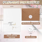 200 Pack Thank You Cards with Envelopes Bulk, Cream Blank Thank You Notes 4 x 6 Inch with Stickers, Elegant Classy Note Cards for Wedding, Business, Graduation, Baby Shower, Bridal Shower & Memorial Service (Cream Card + Black Font) - Image 2