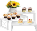 ELITEROO White 3-Tier Cupcake Stand & Wooden Display Riser, Dessert Stand for Cupcakes, Food, Perfume, Makeup, Dolls, Collectibles, Multi-Tiered Shelf Organizer for Market Vendors & Retail Display by ELITEROO