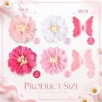 Havawish 16 Pcs Giant Pink Butterfly & Daisy Paper Flowers Hanging Set - Image 2