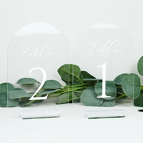 Clear Arch Table Numbers for Wedding, 5x7 Inch Arched Acrylic Table Numbers 1-10 with Stands, Clear Acrylic Arch Sign with Holder for Centerpiece, Reception, Wedding, Party, Event - Image 3