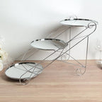 Efavormart 3-Tier Silver Cascading Metal Cake Stand with Round Mirror Trays, Cupcake Holder Dessert Display Stand Tiered Serving Platter - 16"x19" - Image 5