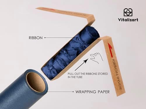 Vitalizart Blue Wrapping Paper Set 30" Pearly-Lustre Ribbons & Gift Tags - Image 3