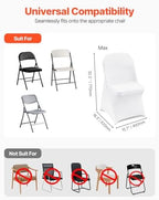 VEVOR 30 Pcs Stretch Spandex Folding Chair Covers Universal Fitted White - Image 4