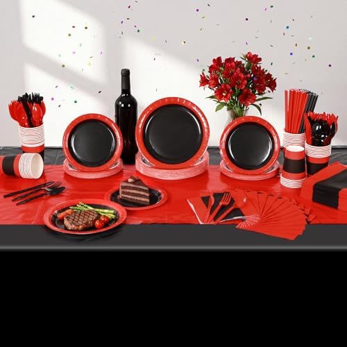 Funnymoom 452 Pcs Red and Black Party Decoration Supply for 50 Guest - Image 6