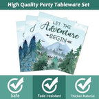 ZOIIWA 200 PCS Adventure Awaits Tableware Disposable Let The Adventure Begin Party Supplies Dinnerware Set Baby Shower Plates Napkins Birthday Party Decoration Serve 50 guest - Image 3