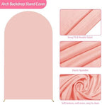 Arch Backdrop Stand and Cover Set, 7.2ft Arch Stand with Pale Pink Cover - Image 4
