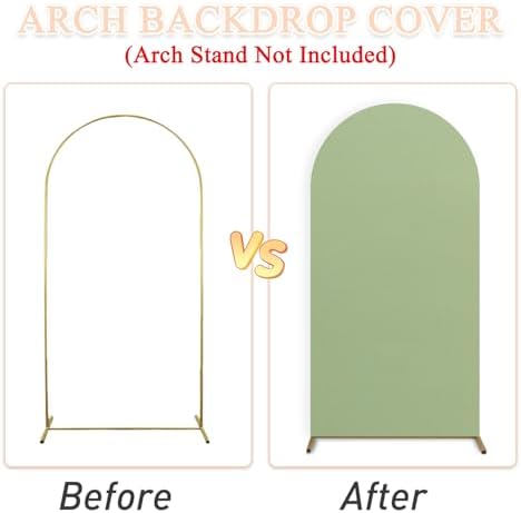 Sage Green Chiara Arch Cover Set of 3 Spandex Fitted Wedding Arch Covers 4ft 5ft 6ft Arched Backdrop Cover Arches Backdrop Stand Cover for Happy Birthday Baby Shower Graduation Party Decorations - Image 6